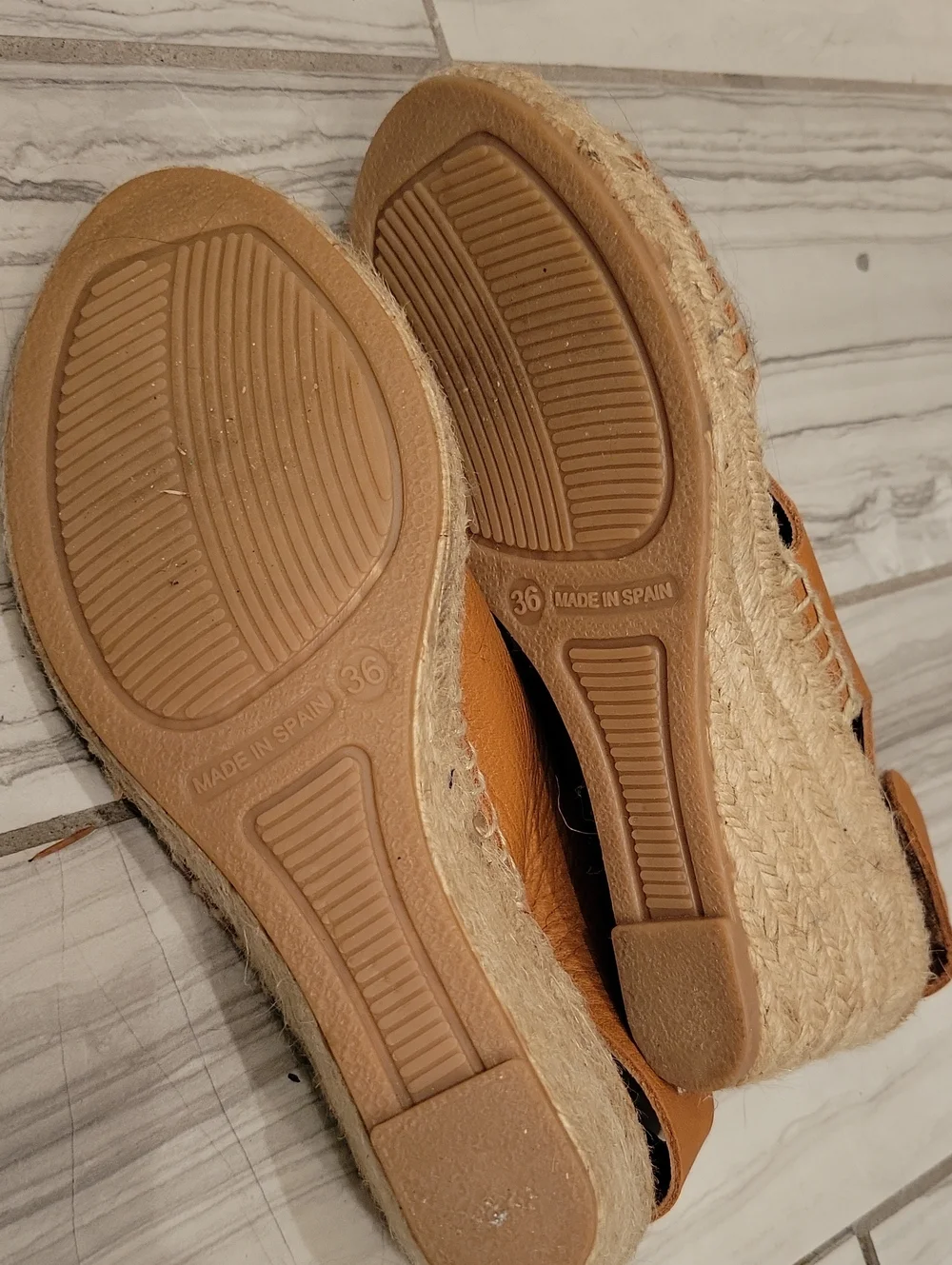 Women's Tan Leather Slingback Espadrille Sandals